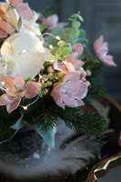 Pudrove Święta, zimowy storczyk, dekoracja LED, wym.23x38cm 