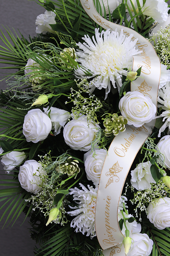 biała wiązanka nagrobna, Klarina, dł.90cm