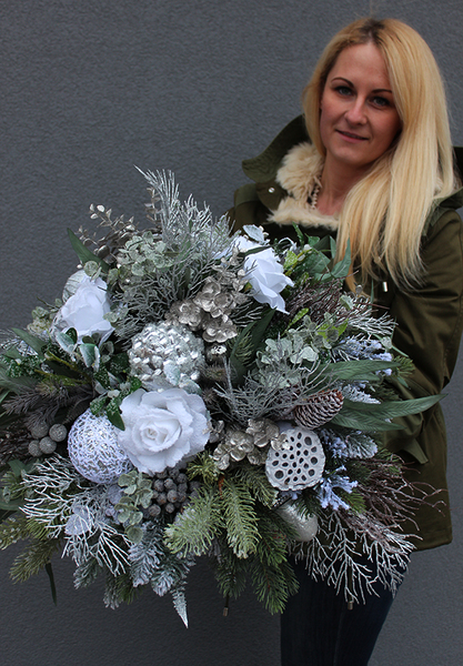 bogaty box świąteczny / stroik Silver Deluxe, wys.55cm 