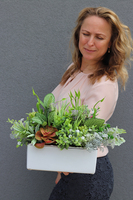 Lorento, kompozycja ze sztucznych sukulentów w donicy glamour, wys.25cm