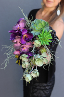 dekoracja z sukulentami i storczykiem, Serce III, wym.26x26x17cm 