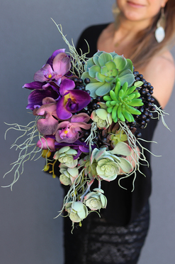 dekoracja z sukulentami i storczykiem, Serce III, wym.26x26x17cm 