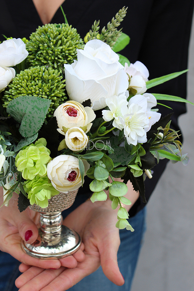 Puchar kompozycja wielkanocna w szklanym naczyniu wys.27cm