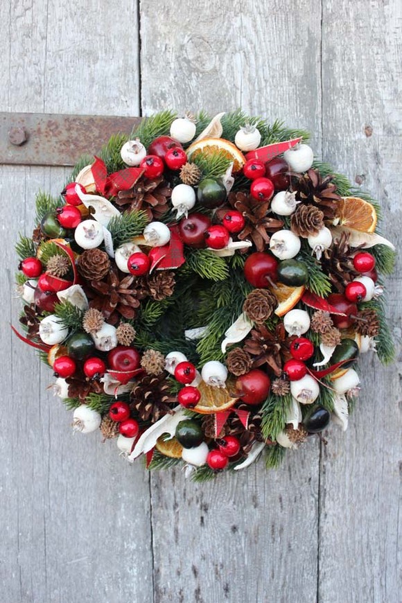 Zapach Świąt, bożonarodzeniowy wianek na drzwi, śr.27cm