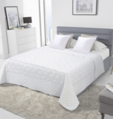 elegancka satynowa narzuta Marietta biel, wym.160x220cm+poszewki 2szt.45x45cm