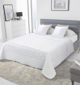 elegancka satynowa narzuta Marietta biel, wym.160x220cm+poszewki 2szt.45x45cm