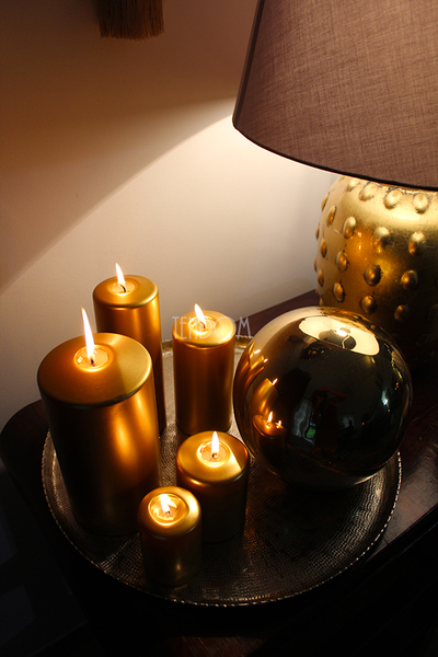 komplet świec złotych 3 szt., Święta, wym.20/14/8cm 