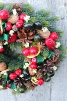 Czerwona Kraina, świąteczny wianek na drzwi, śr.27cm