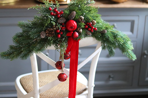 Karminowe Święta, bożonarodzeniowy stroik na drzwi, wym.40x60cm