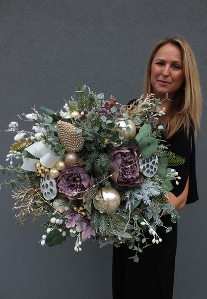 box świąteczny / stroik Zgaszony Fiolet Deluxe, wys.50cm