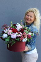 flowerbox w bordowym pudełku, Playa del Carmen, wys.45cm