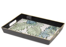 OD RĘKI Decoradore Tropicana 2, taca melaminowa z monsterą, wym.3,5x29,5x22cm