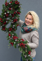 girlanda Natural Red, dekoracja na stół / kominek / balustradę, dł.180cm   