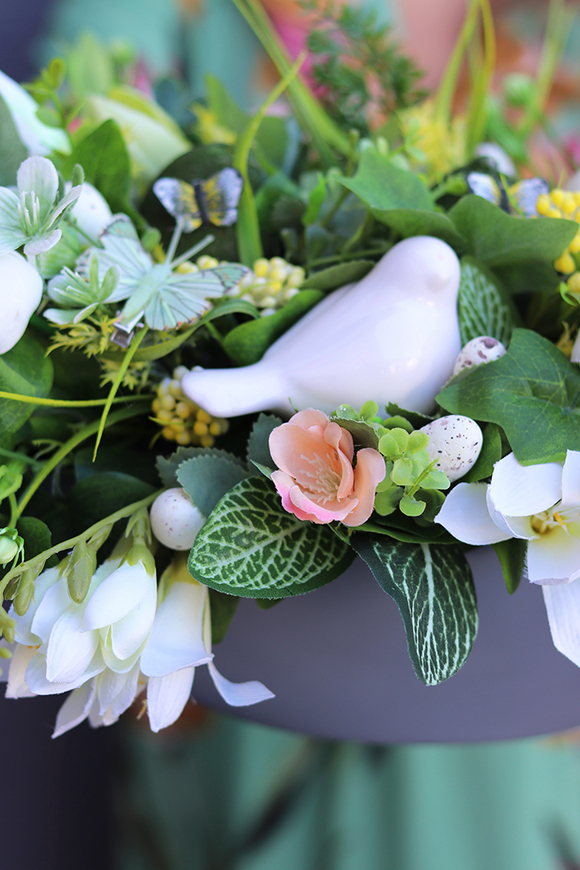 elegancka wielkanocna kompozycja / stroik, Perona, dł.35cm