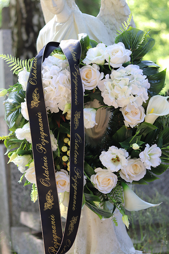 Biała Hortensja, wieniec / wiązanka pogrzebowa, śr.63cm