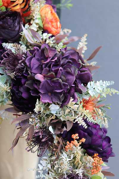 fioletowo-pomarańczowa girlanda kwiatowa, Maestro Orange, dł.100cm 