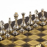 ekskluzywne klasyczne szachy metalowe, Staunton, wym.28x28cm 
