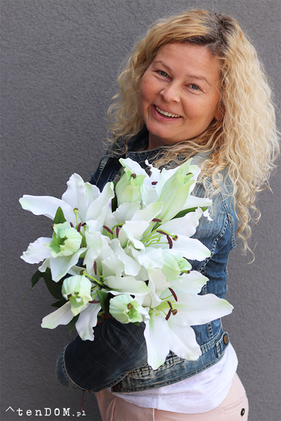 bukiet lilii Misella, białe, 6szt, dł. 70cm  