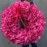 duży elegancki wianek Różowa Hortensja Extra, śr.60cm