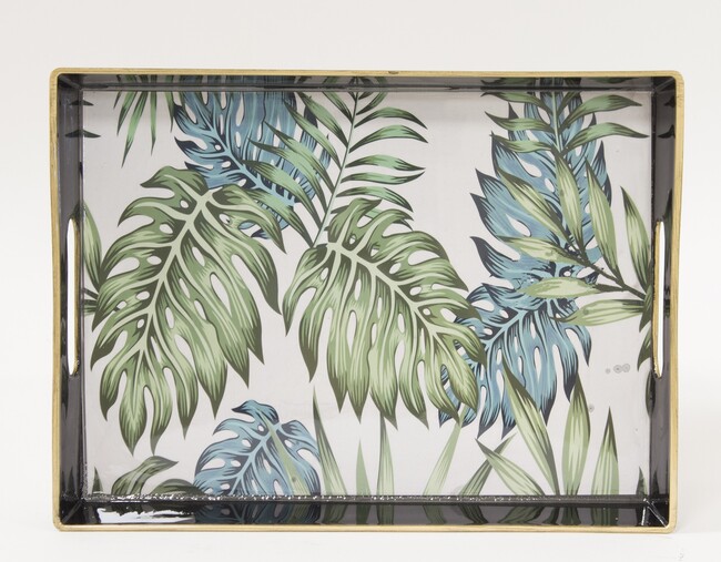 OD RĘKI Decoradore Tropicana 2, taca melaminowa z monsterą, wym.3,5x29,5x22cm