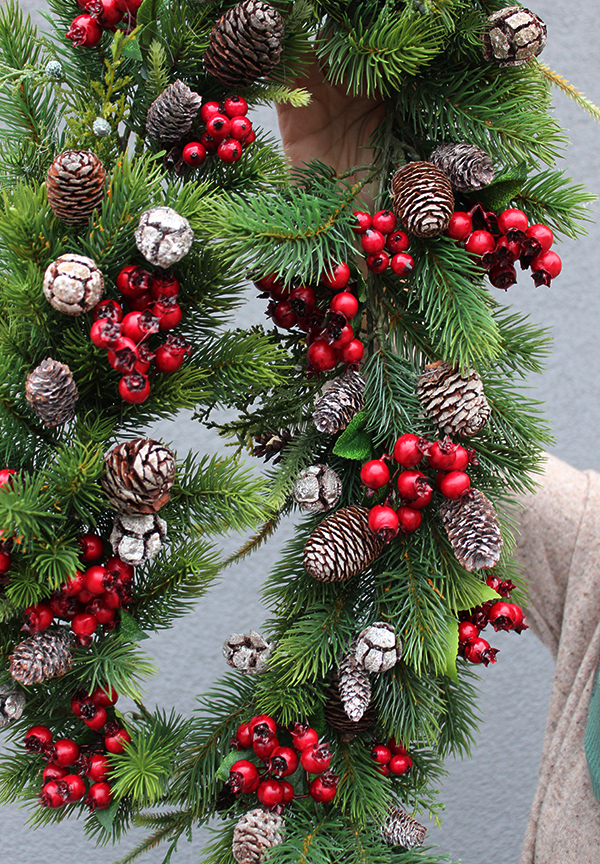 girlanda Natural Red, dekoracja na stół / kominek / balustradę, dł.180cm   