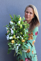 elegancka wielkanocna kompozycja / stroik, Perona, dł.35cm