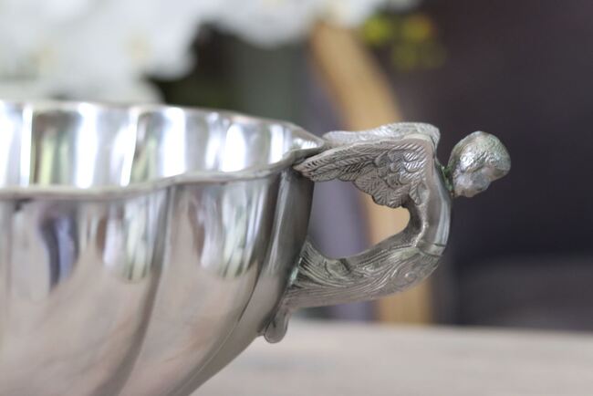 cynowane naczynie Anioły, wym.16.5x53x31cm