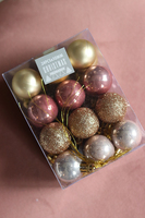 bombki / zawieszki z tworzywa sztucznego, Pudrove Święta, kpl.24szt 