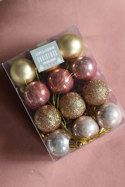 bombki / zawieszki z tworzywa sztucznego, Pudrove Święta, kpl.24szt 