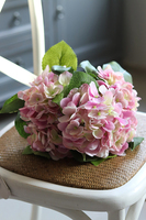 bukiet hortensji na piku, lila-krem, 5szt. dł.44cm