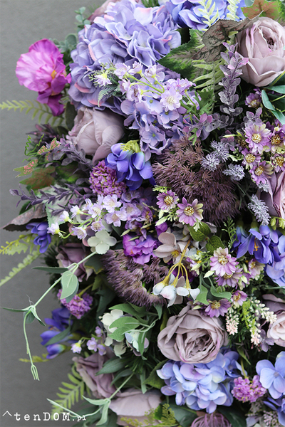 bardzo duża wiązanka nagrobna Della Fiolettina, dł.115cm