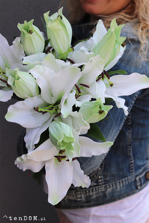 bukiet lilii Misella, białe, 6szt, dł. 70cm  