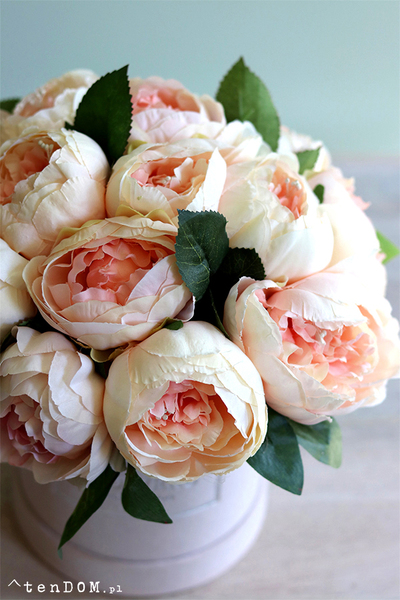 Salado, welurowy flowerbox z peoniami, wys.27cm