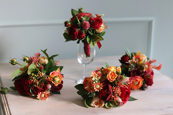 czerwony bukiet, Pełnia Lata, komplet 4szt