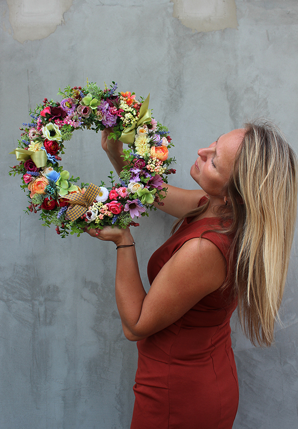 dekoracyjny wianek na drzwi Letnia Łąka, śr.40cm