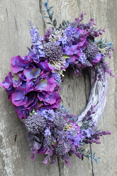 Fioletowa Mgła, wianek na drzwi, śr. 37cm