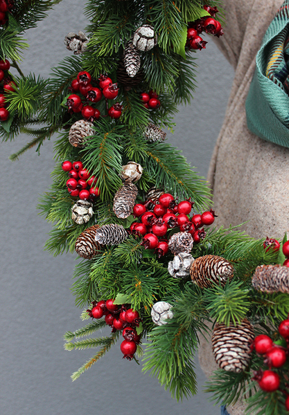 girlanda Natural Red, dekoracja na stół / kominek / balustradę, dł.180cm   