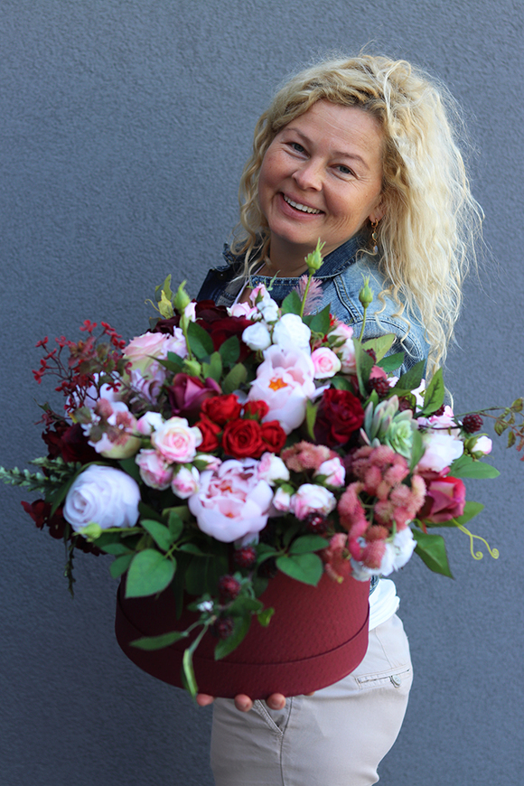 flowerbox w bordowym pudełku, Playa del Carmen, wys.45cm