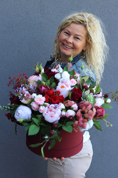 flowerbox w bordowym pudełku, Playa del Carmen, wys.45cm