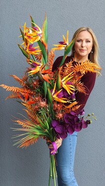 Gedonata Strelicja, egzotyczny bukiet do wazonu, wys.103cm