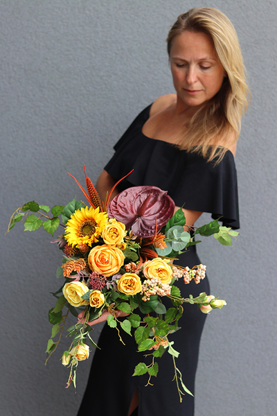 Miodowe Lata, bukiet / dekoracja nagrobna, dł.59cm