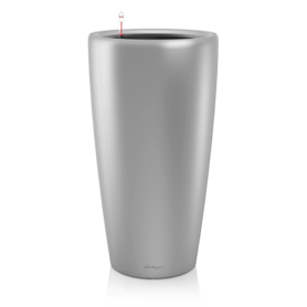 Rondo, wysoka donica z nawadnianiem, srebrna, wym.56x32cm