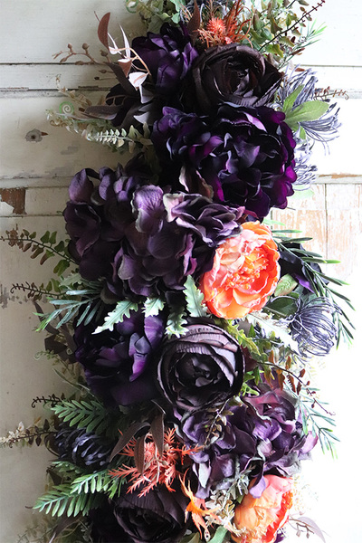 fioletowo-pomarańczowa girlanda kwiatowa, Maestro Orange, dł.100cm 