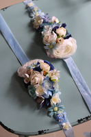 Blue Princess, opaska do zasłon z dekoracją kwiatową, kpl.2szt 