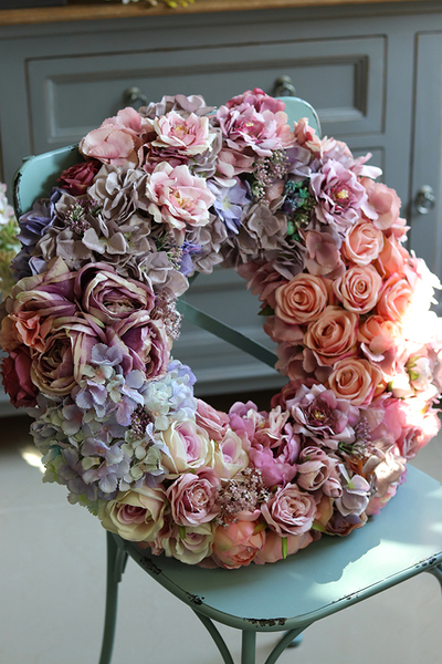 Bogactwo Natury Fiolet & Morela, duży wianek na drzwi, śr.50cm 