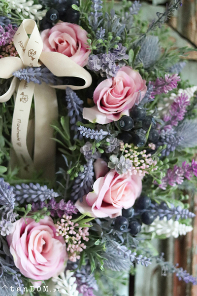 delikatny wiosenny wianek Lawendowe Wzgórza, śr.32cm