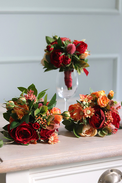 czerwony bukiet, Pełnia Lata, komplet 4szt