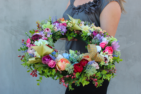 dekoracyjny wianek na drzwi Letnia Łąka, śr.40cm