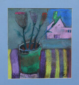 Kwiaty, sucha pastel, wym. 27x29cm