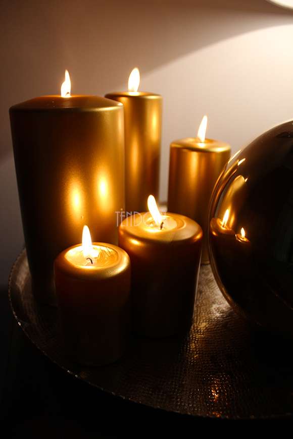 komplet świec złotych 3 szt., Święta, wym.20/14/8cm 